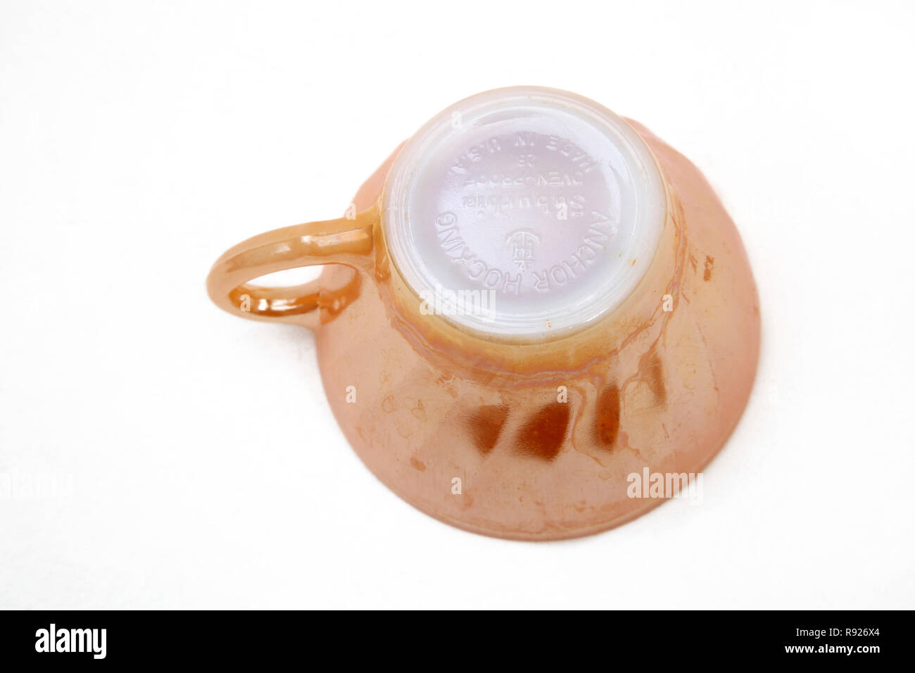 Vintage anni cinquanta Anchor Hocking Fire re Swirl Peach Lustre Coppa America STATI UNITI D'AMERICA Foto Stock