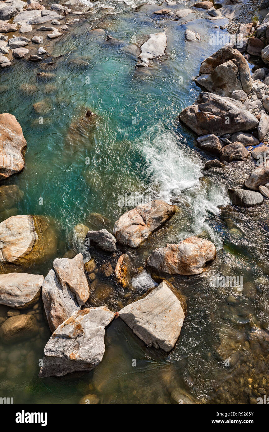 fiume Lys vicino Fontainamore. Valle d'Aosta, Italia Foto Stock