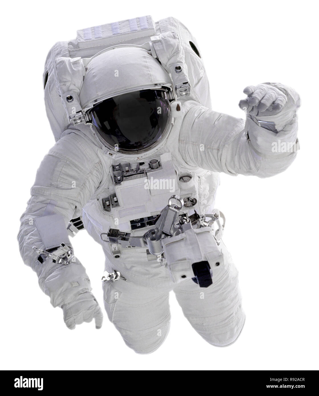 Astronautt isolato su sfondo bianco con percorso di clipping - Elementi di questa immagine fornita dalla NASA. Foto Stock