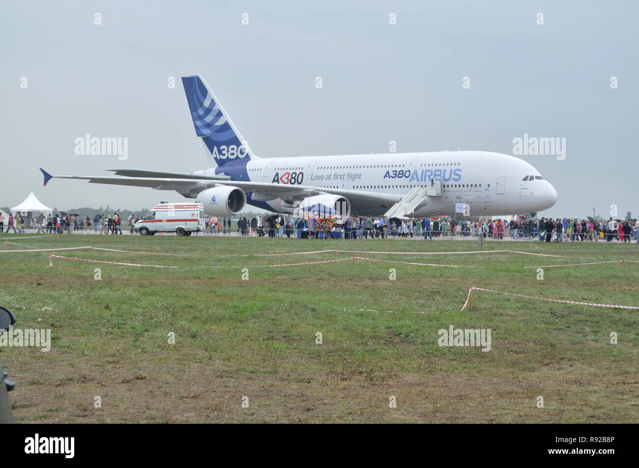 Zhukovsky, Russia. 20 agosto 2011. Spettacolo aereo MAKS-2011. Airbus A-380 Airliner Foto Stock