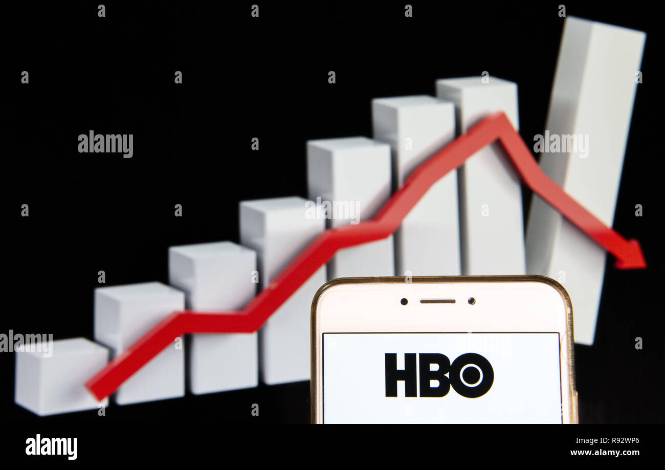 Hong Kong. 15 Dic, 2018. American premium via cavo e via satellite rete televisiva Home Box Office HBO logo è visibile su un androide dispositivo mobile con un declino perde il grafico in background. Credito: Miguel Candela/SOPA Immagini/ZUMA filo/Alamy Live News Foto Stock