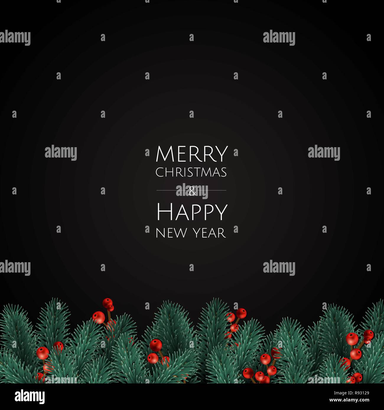 Buon Natale e Felice Anno Nuovo. Sfondo di natale con oro lucente di fiocchi di neve. Biglietto di auguri, vacanze banner, poster web Illustrazione Vettoriale