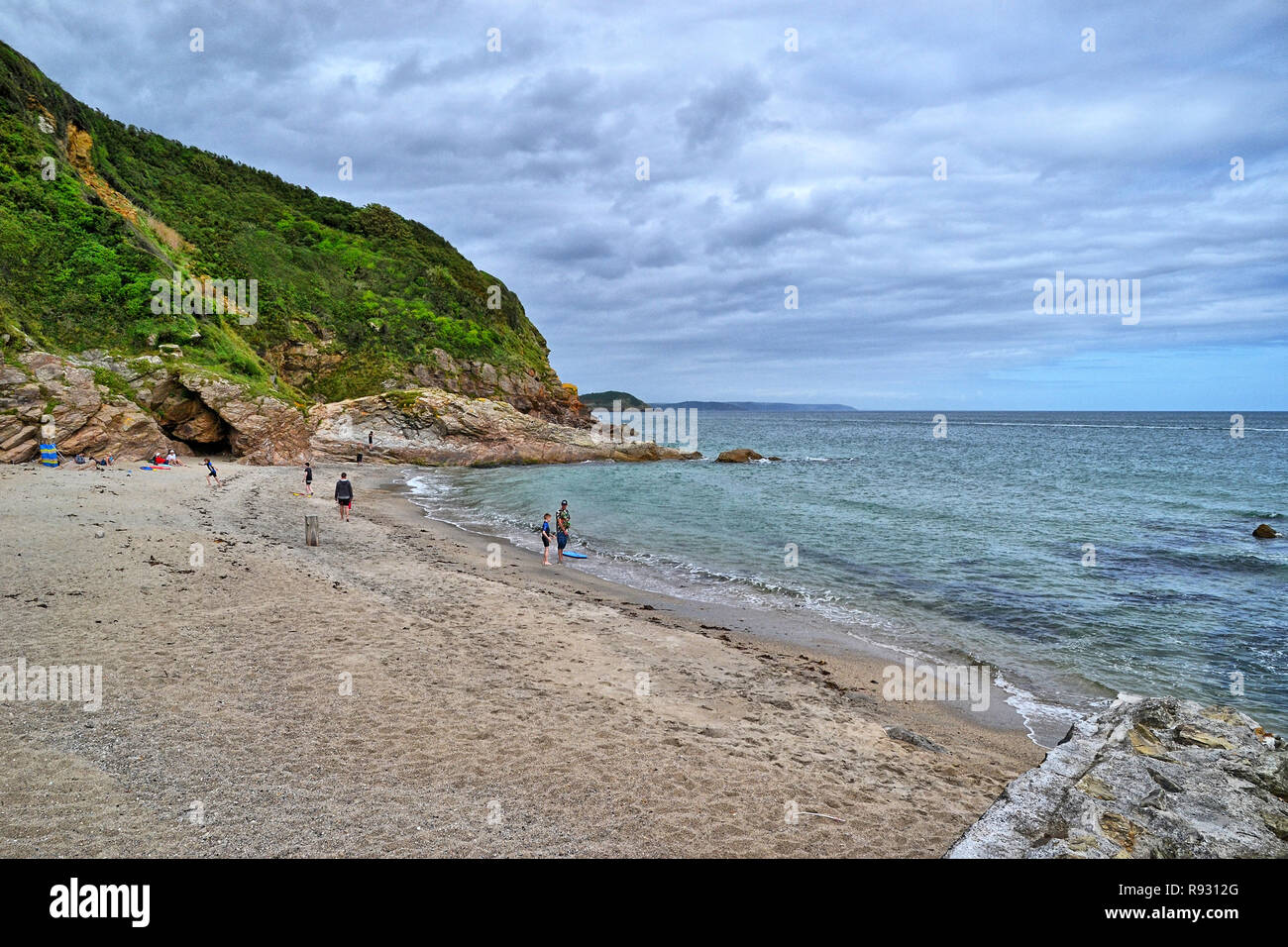 Pentewan Beach, vicino a St Austell, Cornish Riviera, Cornwall, Regno Unito. Miglioramento HDR effetto applicato. Foto Stock