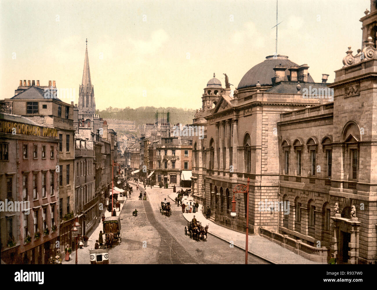 High Street, Bath, Inghilterra, circa 1900 Foto Stock