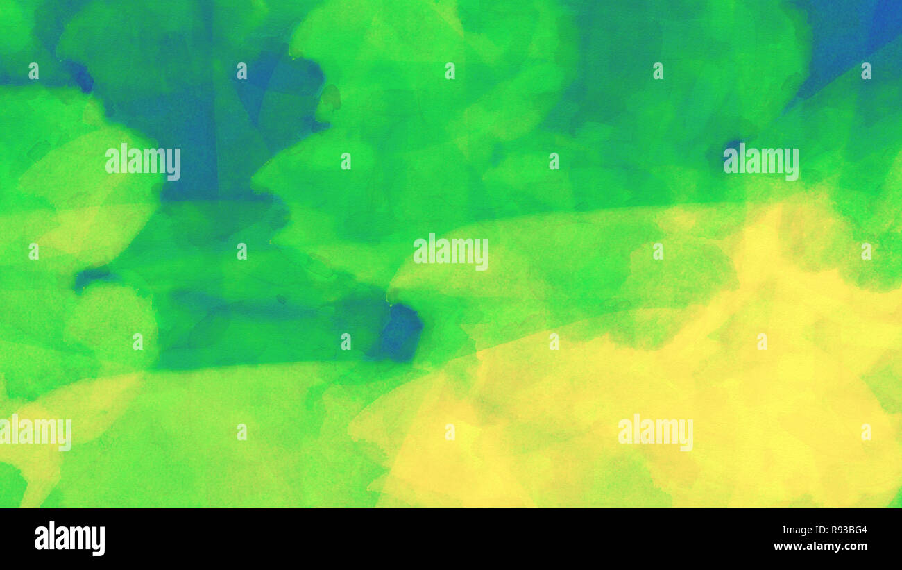 Abstract blu, verde, giallo acquerello background creato digitalmente. Foto Stock