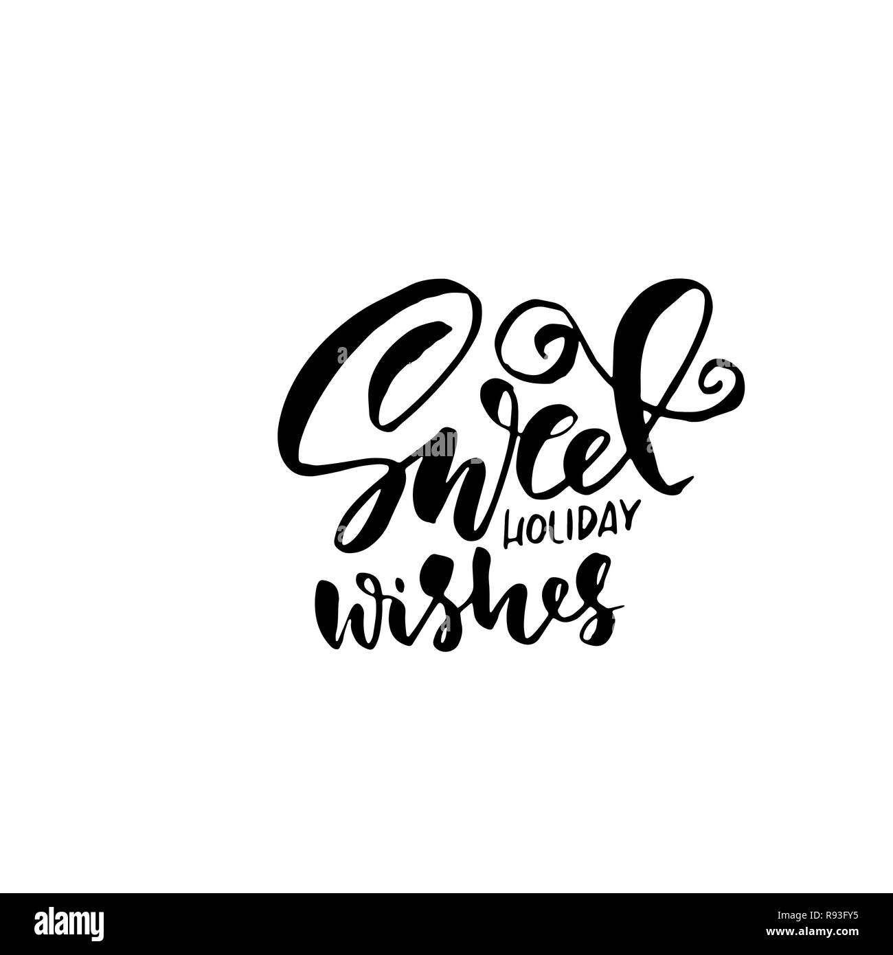 Auguri di Buon Natale. Holiday moderno pennello asciutto lettering inchiostro per biglietto di auguri. Illustrazione Vettoriale. Illustrazione Vettoriale