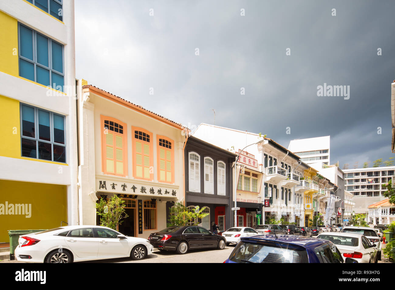 Negozi al quartiere Bukit Pasoh Road. Singapore. Foto Stock