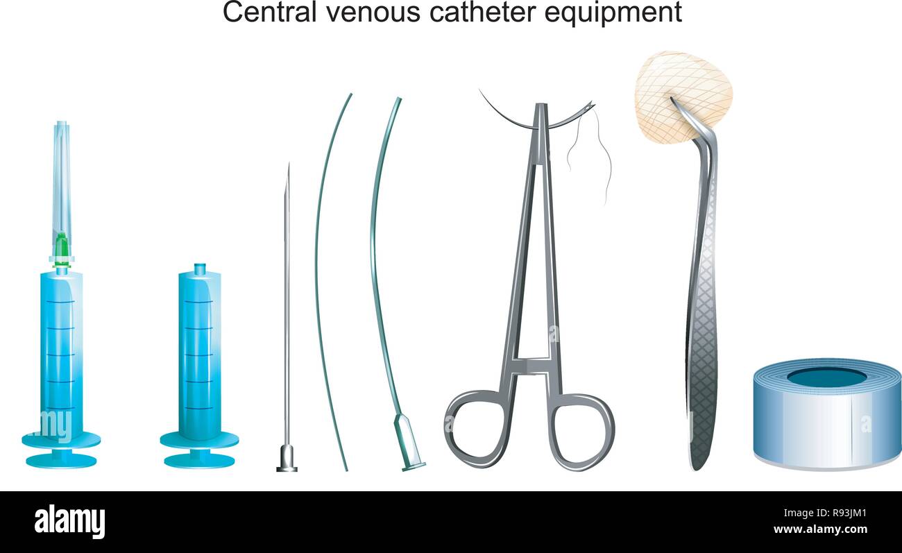 Illustrazione vettoriale di un catetere venoso centrale attrezzatura Illustrazione Vettoriale