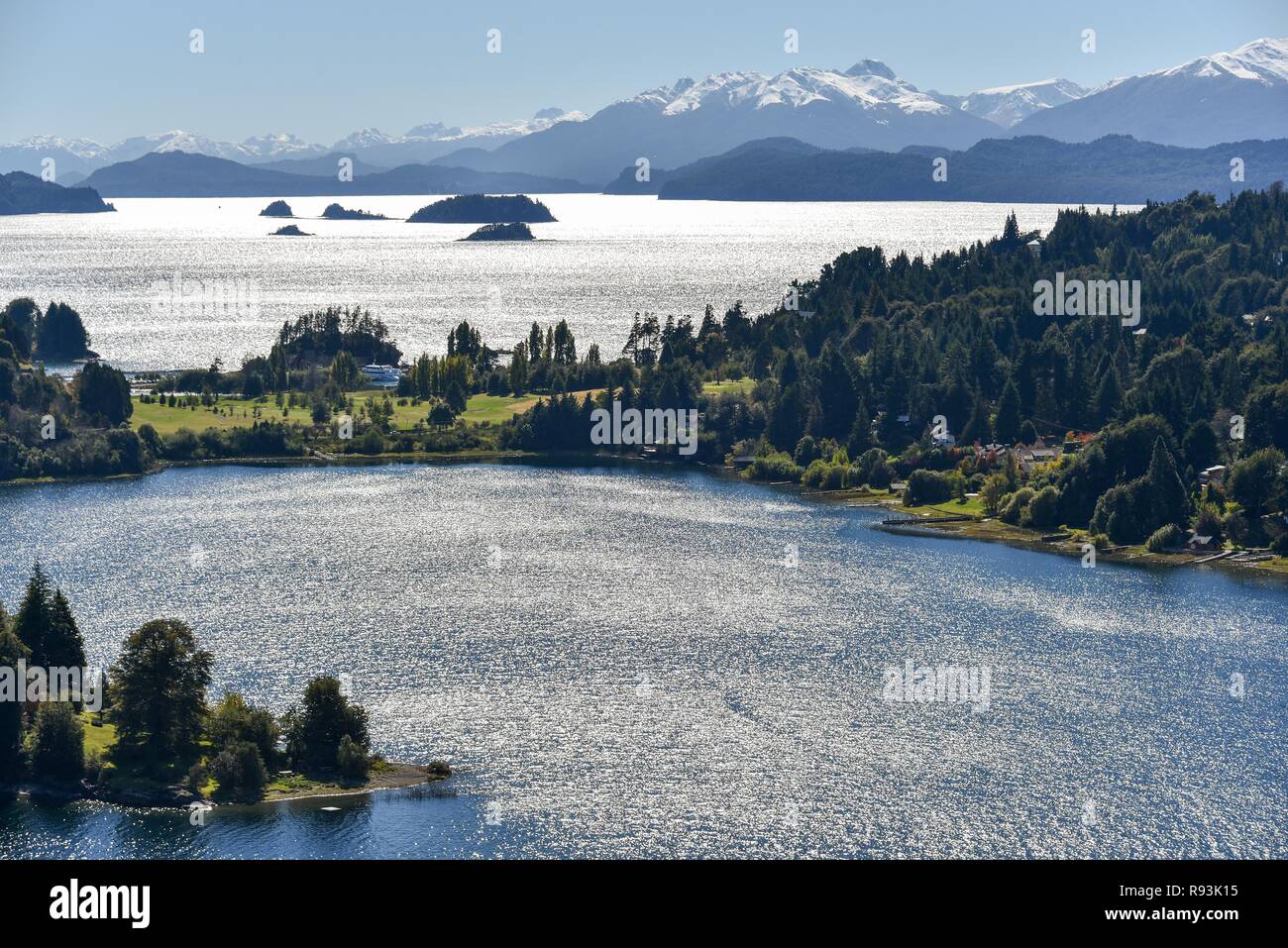 Lago Nahuel Huapi vicino a Bariloche, Ruta 40, Patagonia, Argentina Foto Stock