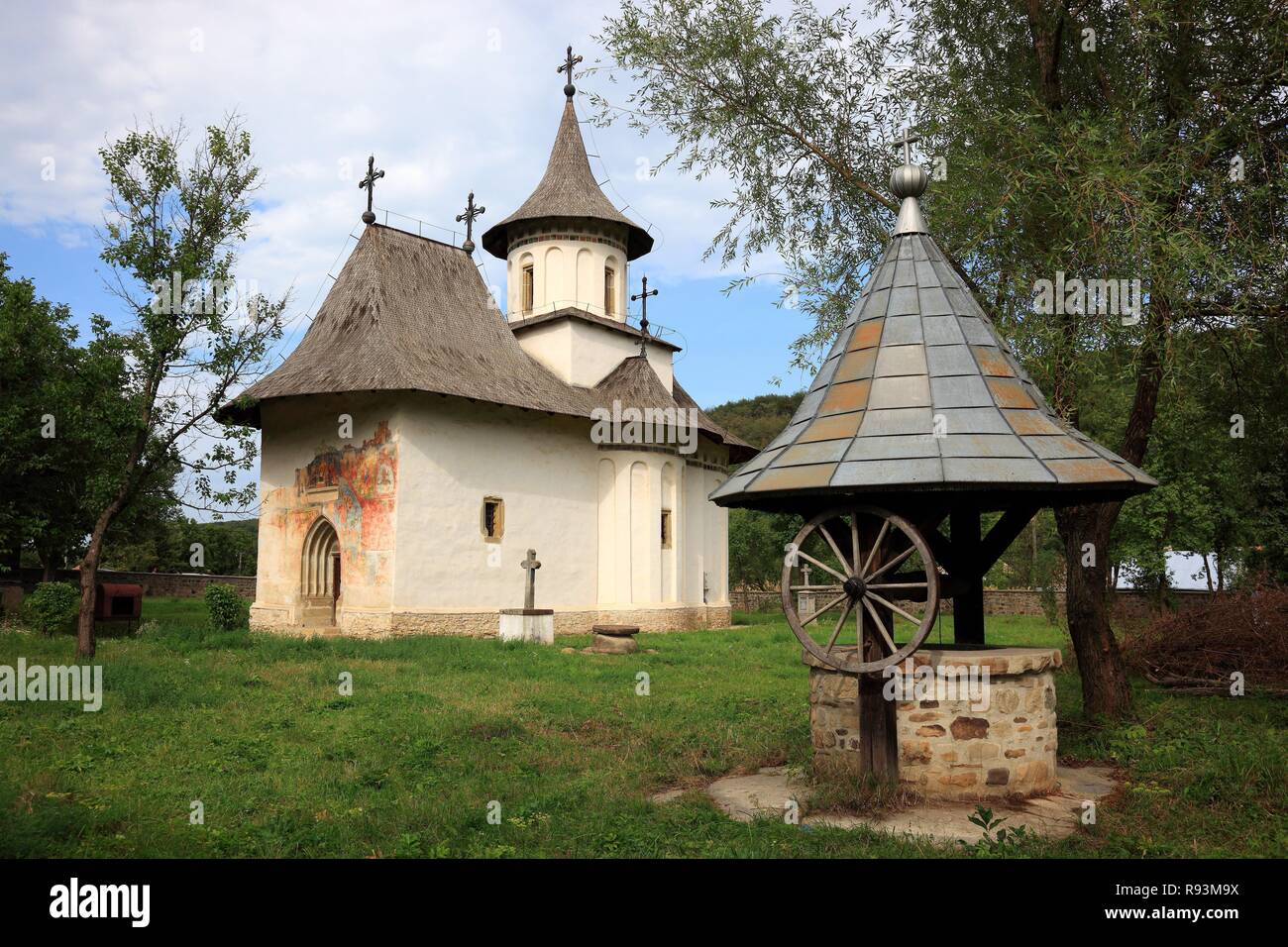 Costruito nel 1487, la Chiesa del Santo Rood, Patrauti, Chiese della Moldavia, Romania, Europa Foto Stock