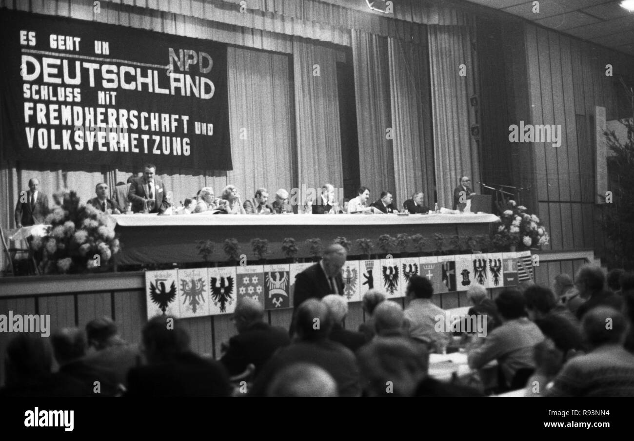 Congresso di partito di estrema destra-ala Nazionale Partito Democratico della Germania (NPD) su 08.12.1979 in Ketsch. | Utilizzo di tutto il mondo Foto Stock