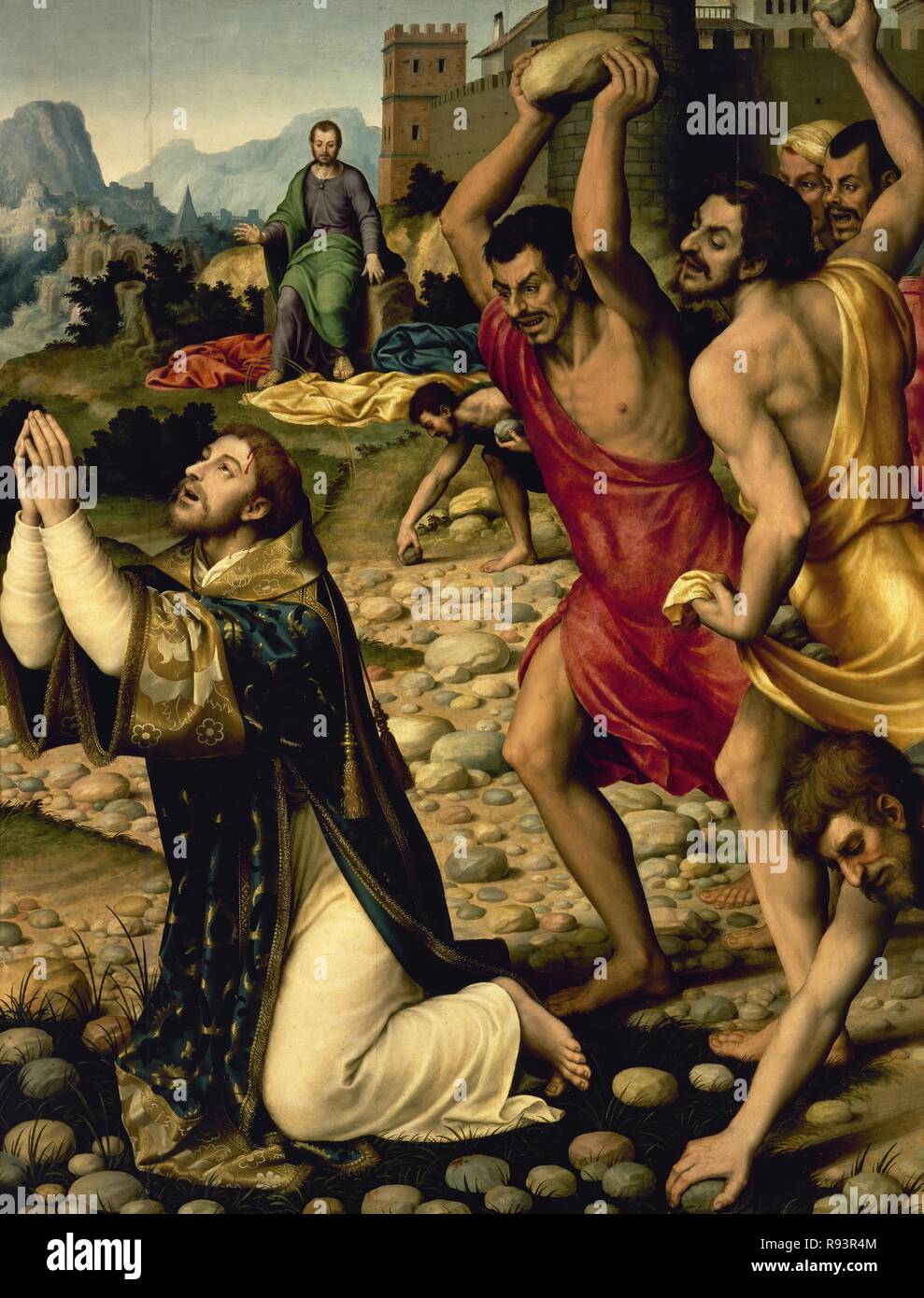 Juan de Juanes (1523-1579). Pittore spagnolo. Il martirio di Santo Stefano. 1562. Il Museo del Prado. Madrid. Spagna. Foto Stock