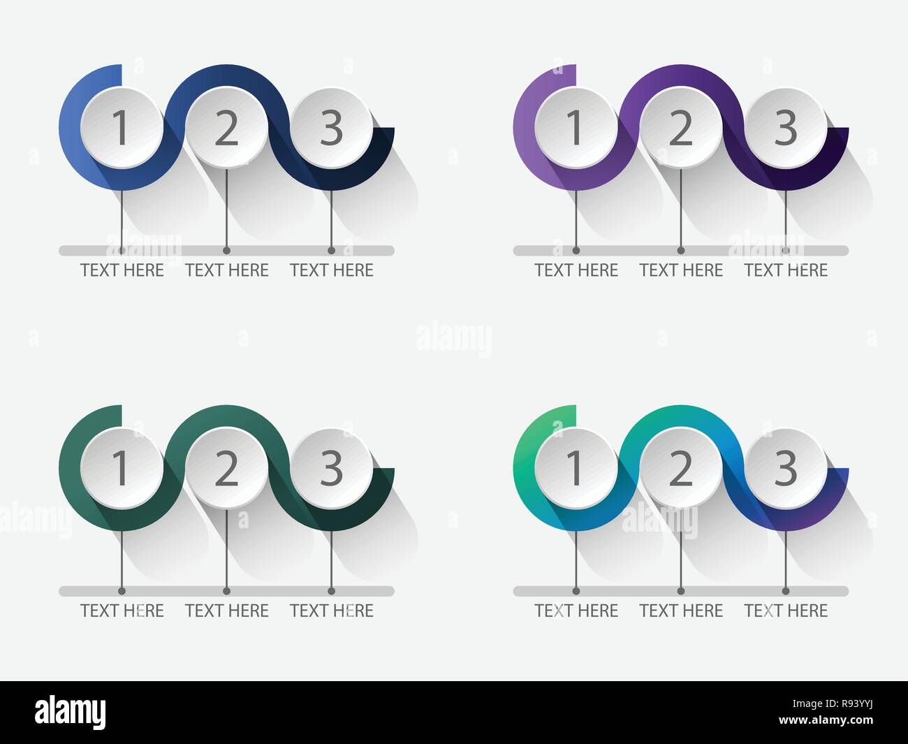 Set di tre cerchi passo una infografica Illustrazione Vettoriale