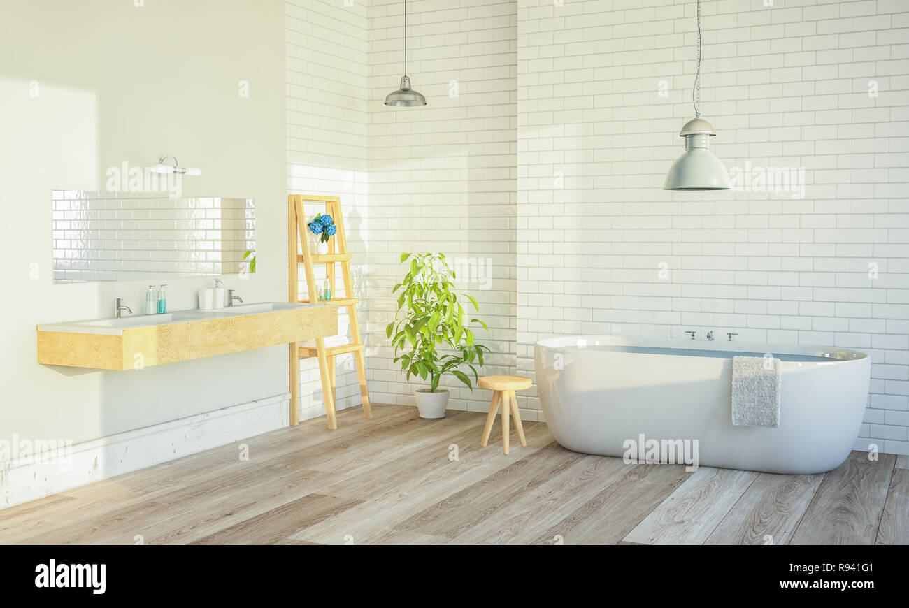 Bagno moderno rendering 3D Foto Stock