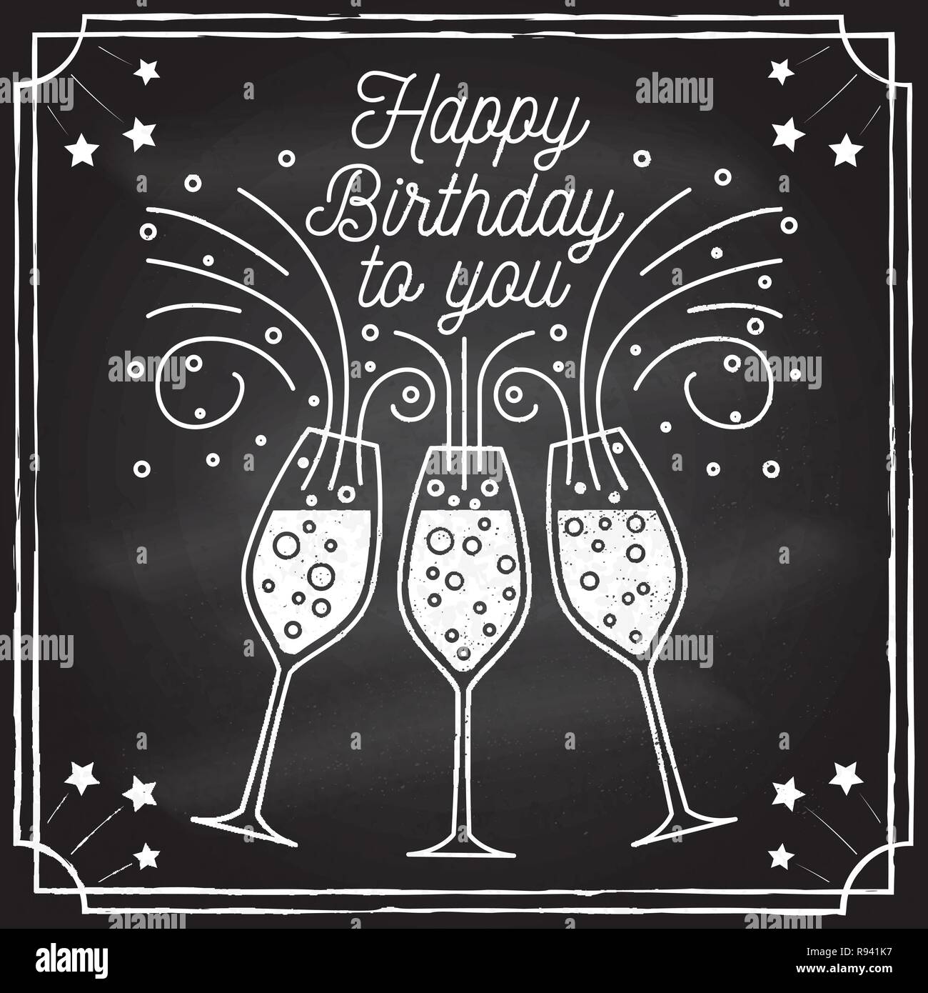 Buon Compleanno A Voi Timbro Badge Adesivo Scheda Con Bicchieri Di Champagne Illustrazione Vettoriale Vintage Design Tipografiche Per Gli Inviti Celebrazione Di Compleanno Emblema In Stile Retro Immagine E Vettoriale Alamy
