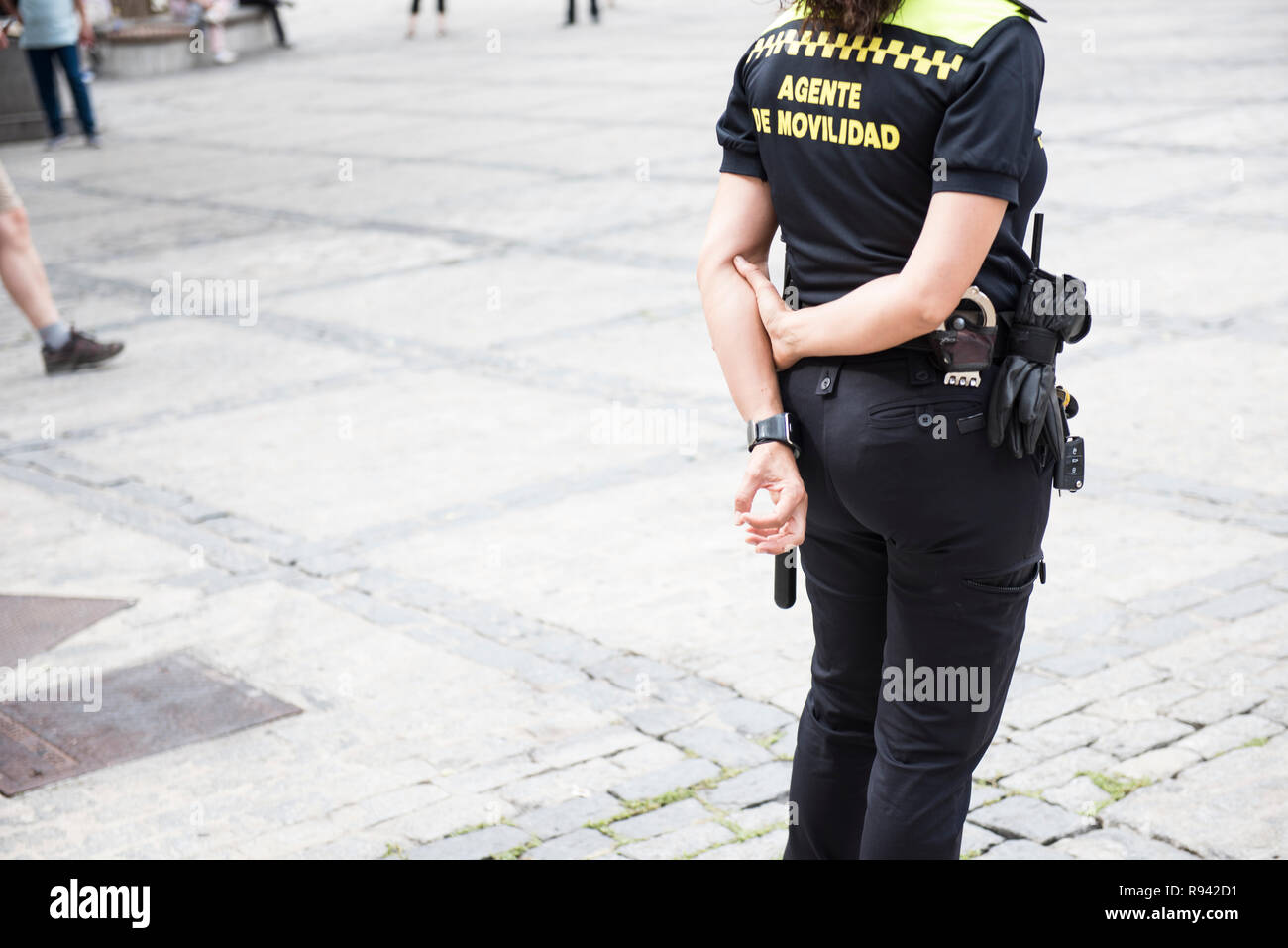 Alert poliziotta in servizio Foto Stock