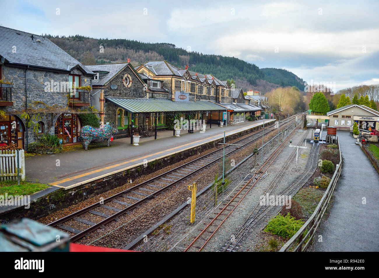 Betws Y Coed stazione ferroviaria in Galles Foto Stock