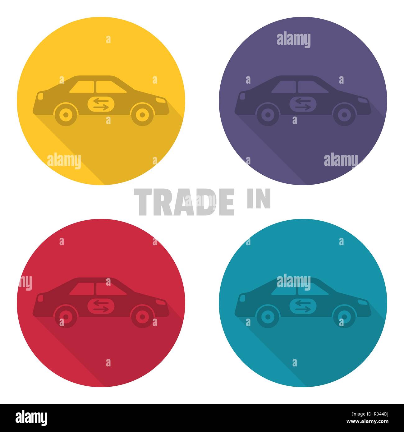 Scambi di icone. Concetto di scambio di auto con supplemento Illustrazione Vettoriale