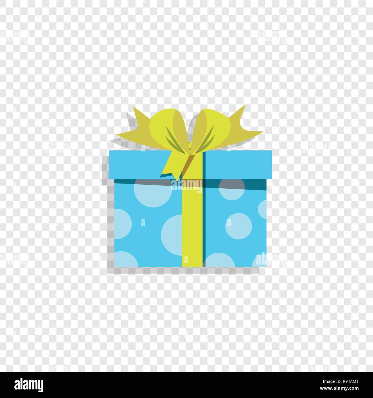 Blue avvolto confezione regalo isolato . Vendita, shopping, Compleanno, Natale, Capodanno, San Valentino. Icona presente, il logo. Congratulazioni per vacanze celebrazione Illustrazione Vettoriale