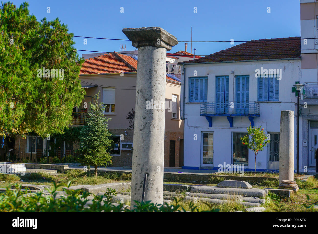 Reperti archeologici nell'Agorà di antica Thasos, Thassos Island, Grecia Foto Stock