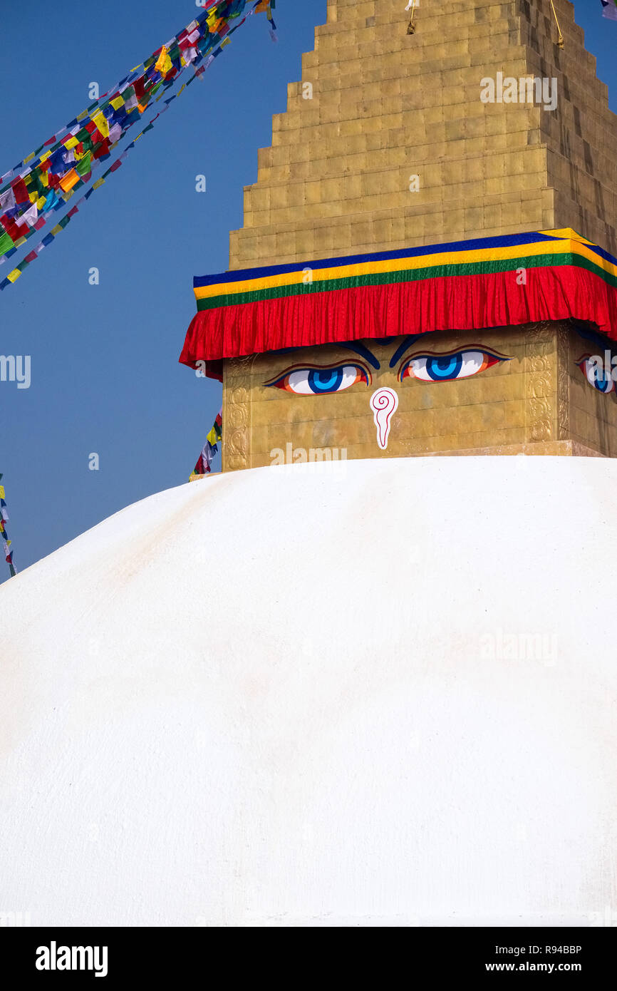Bodhnath (Boudha ) , Asia il più grande stupa buddisti , Kathmandu, Nepal Foto Stock