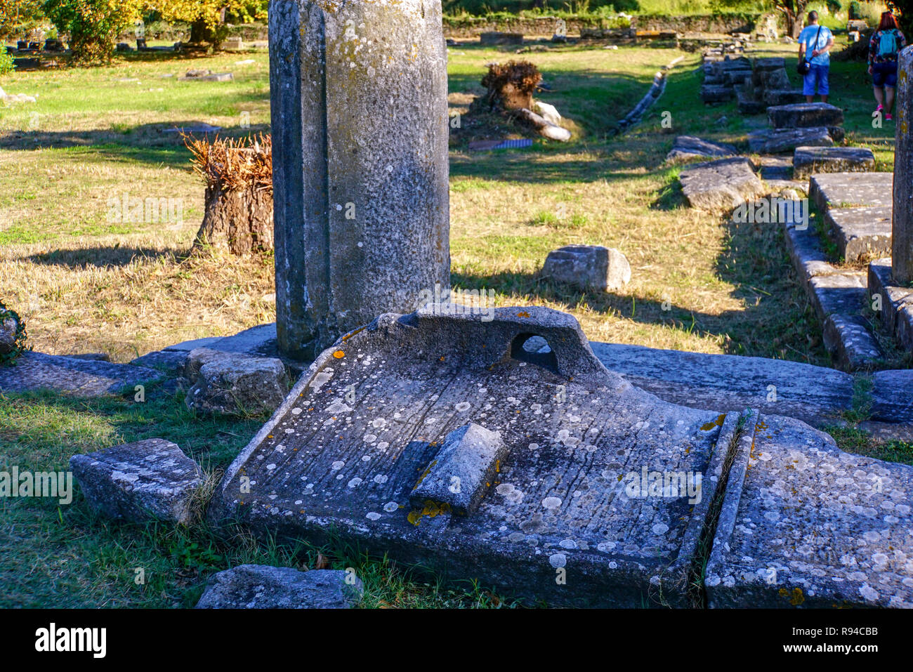 Reperti archeologici nell'Agorà di antica Thasos, Thassos Island, Grecia Foto Stock