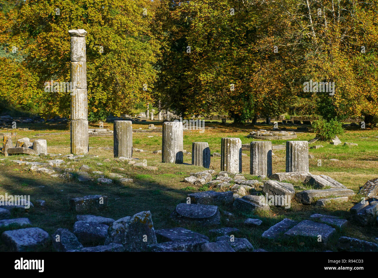 Reperti archeologici nell'Agorà di antica Thasos, Thassos Island, Grecia Foto Stock