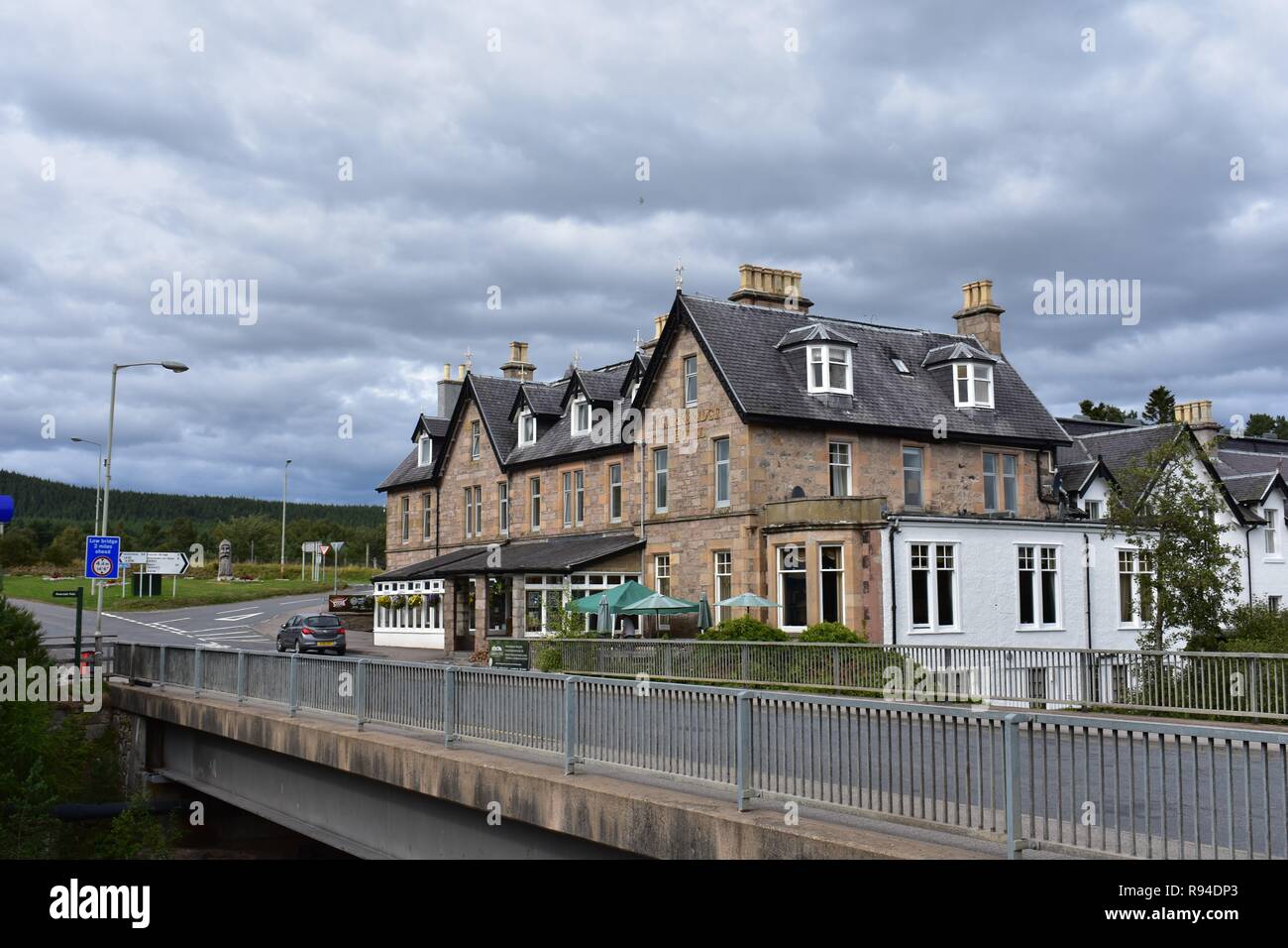 Il Hotel a Carrbridge, Carrbridge Village, Badenoch e Strathspey, Highlands Scozzesi. Foto Stock