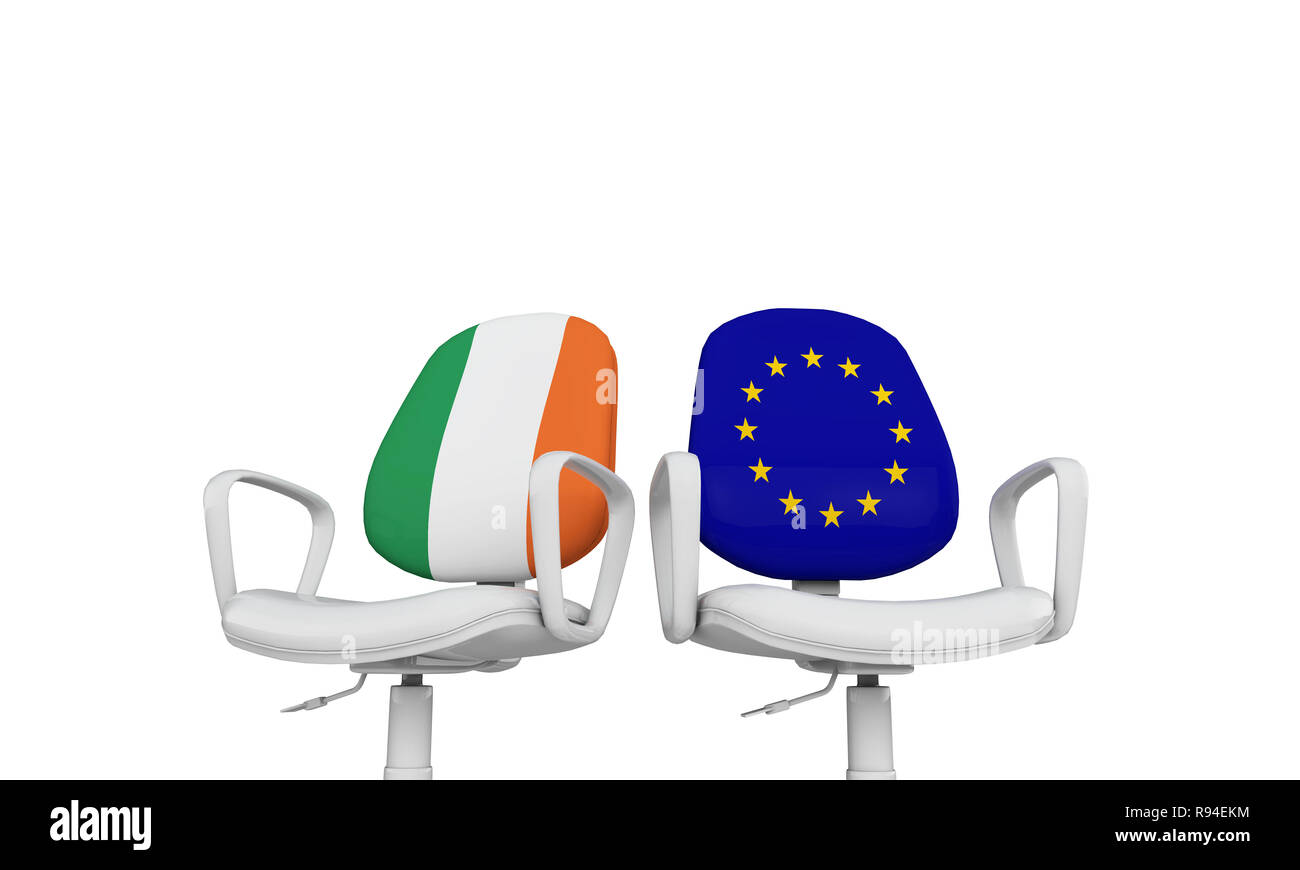 In Irlanda e in Europa sedie business. Internazionale il concetto di relazione. Il rendering 3D Foto Stock