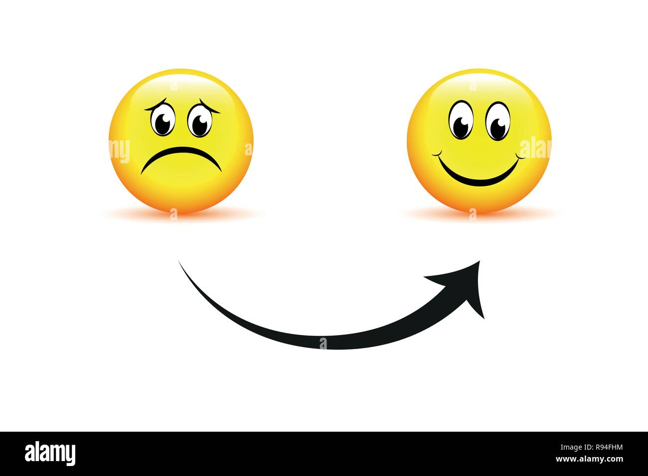 Smile triste felice icona a forma di freccia illustrazione vettoriale EPS10 Illustrazione Vettoriale