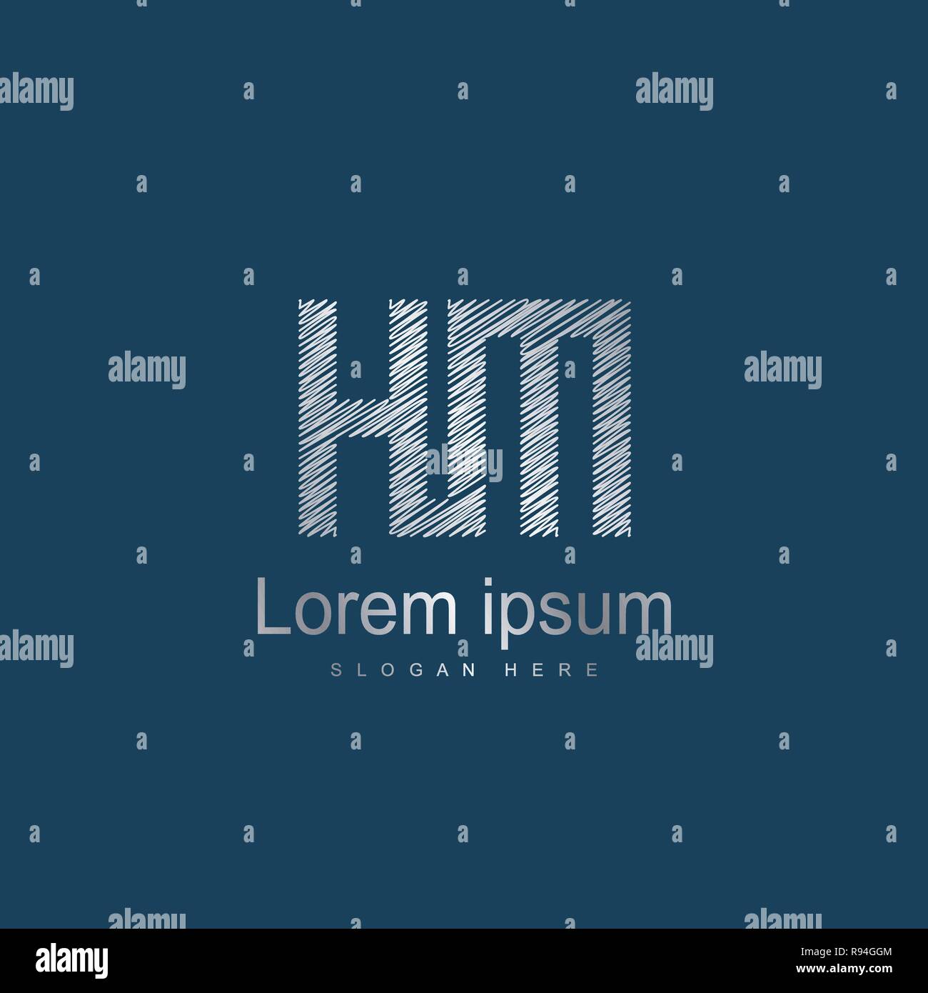 Lettera iniziale HM Modello Logo Design Vettoriali Illustrazione Vettoriale