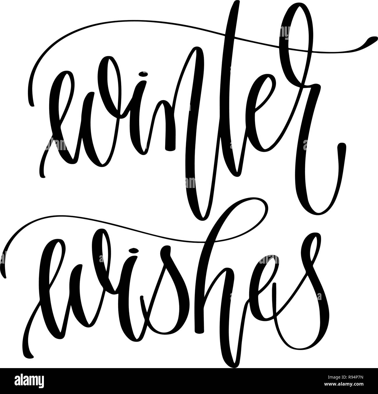 Inverno auguri - scritte a mano iscrizione testo per vacanze invernali Illustrazione Vettoriale