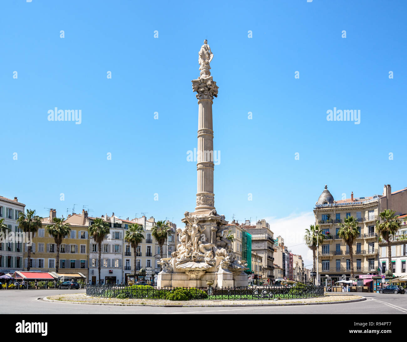 La fontana di Cantini da scultore francese Jules Cantini è stato costruito nel 1911 nel centro del luogo Castellane a Marsiglia, Francia. Foto Stock
