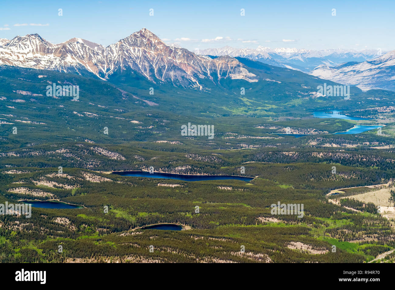 Bird view di Jasper laghi dalla parte superiore di Whistler Mountain - Canada Foto Stock