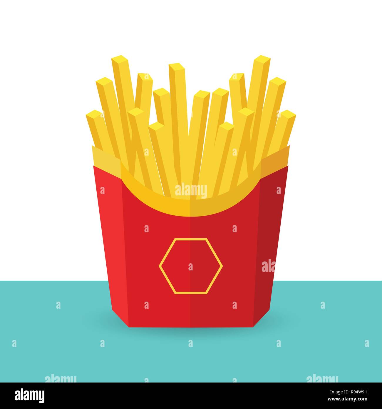 Le patatine fritte in un pacchetto di rosso. Illustrazione Vettoriale eps, 10. Illustrazione Vettoriale