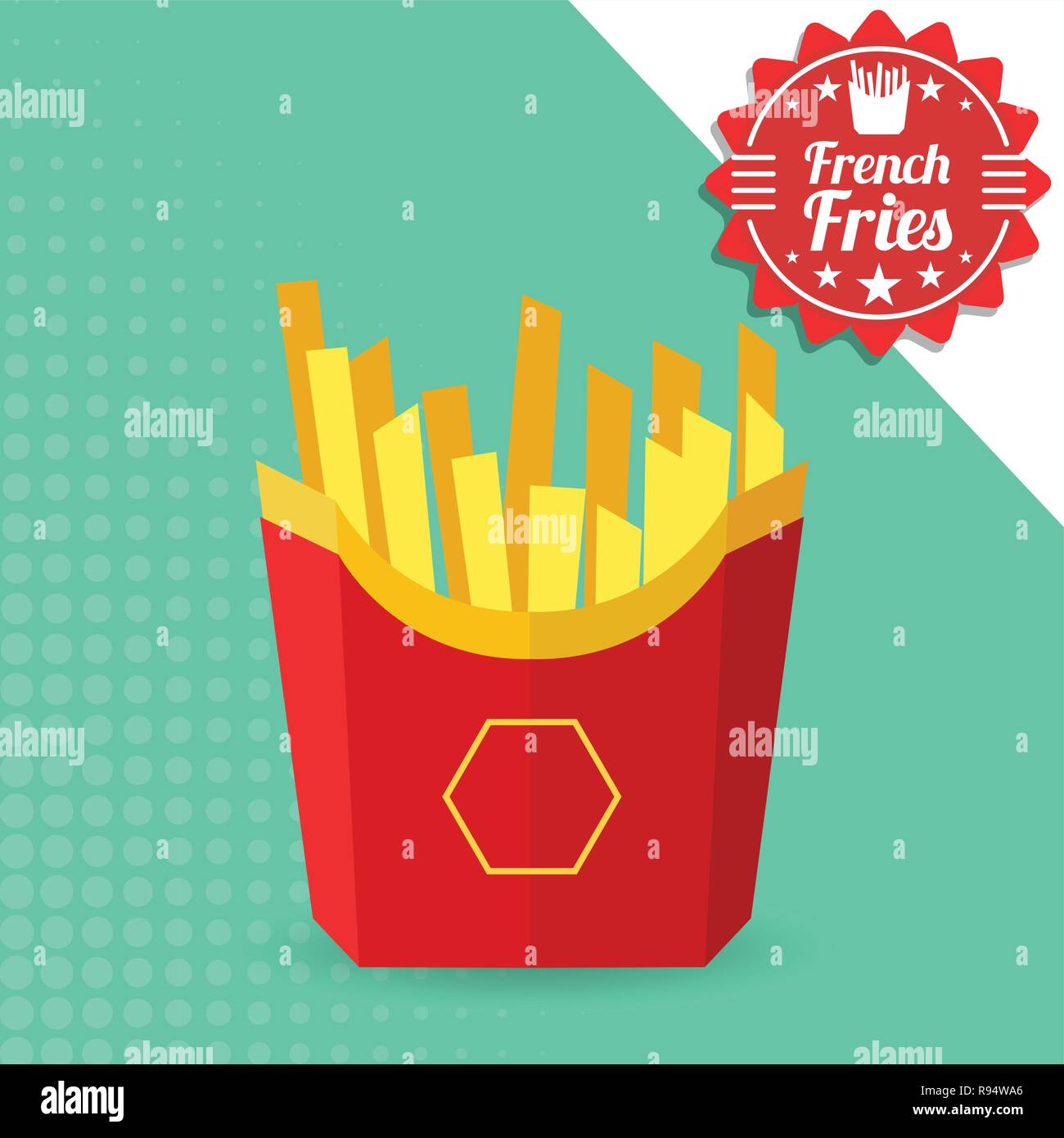 Le patatine fritte in un pacchetto di rosso. Illustrazione Vettoriale eps, 10. Illustrazione Vettoriale