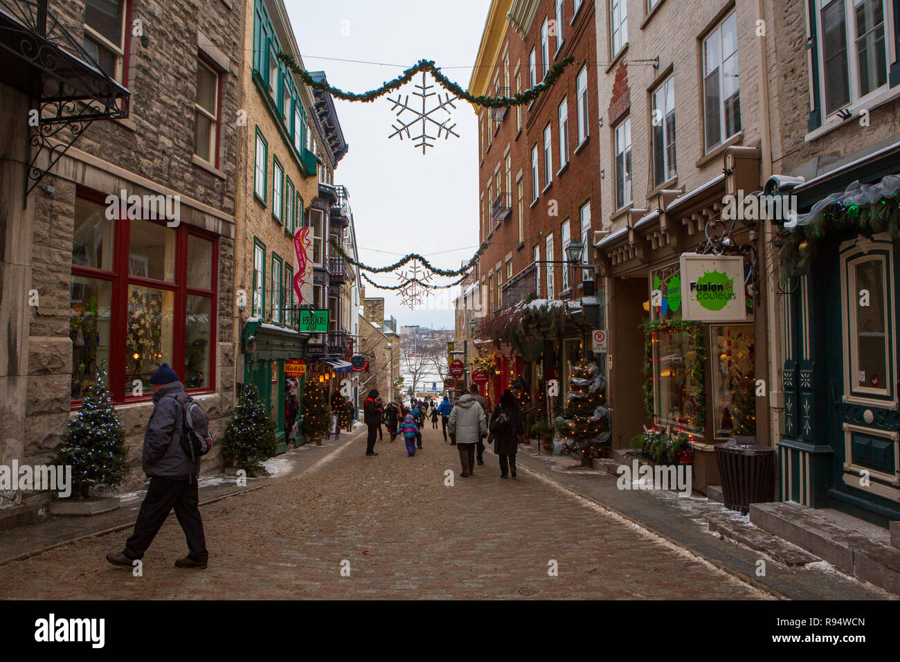 Quebec City, Quebec, Canada è il più antico insediamento europeo in America del nord e l'unica città fortificata a nord del Messico sulle cui pareti sono ancora esistenti. Foto Stock