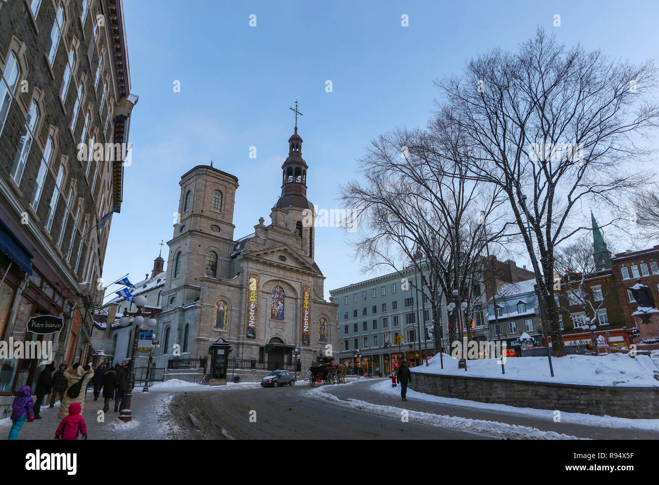 Quebec City, Quebec, Canada è il più antico insediamento europeo in America del nord e l'unica città fortificata a nord del Messico sulle cui pareti sono ancora esistenti. Foto Stock
