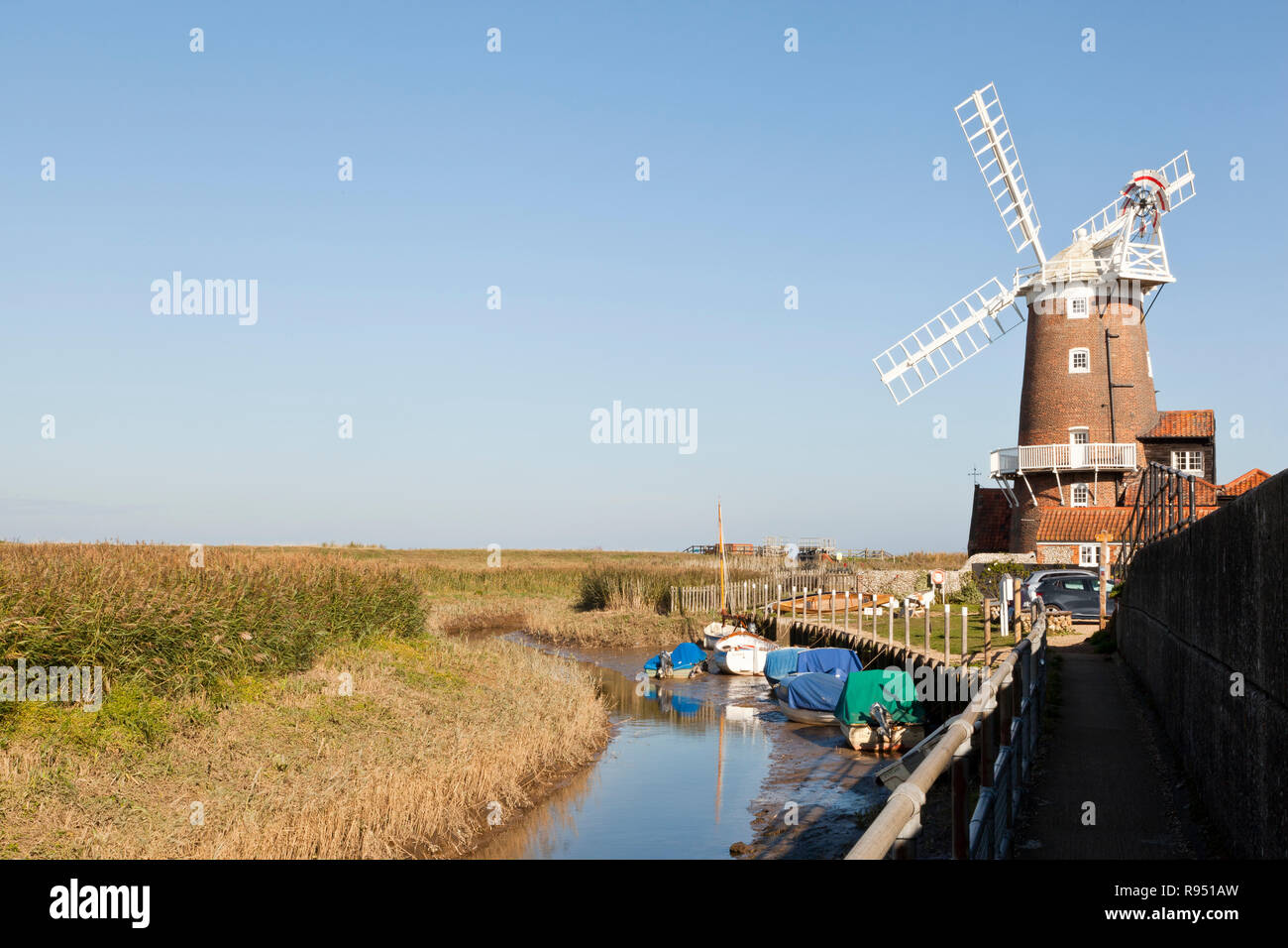 Cley Harbour, Cley Mill, Cley, Norfolk, Inghilterra, Regno Unito Foto Stock