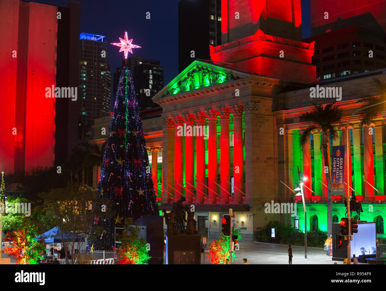 King George Square e al Municipio di Natale, Brisbane, Queensland, Australia Foto Stock