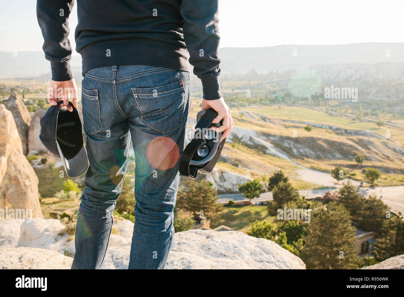 Bicchieri di realtà virtuale. La tecnologia del futuro. Moderna tecnologia di imaging. Foto Stock