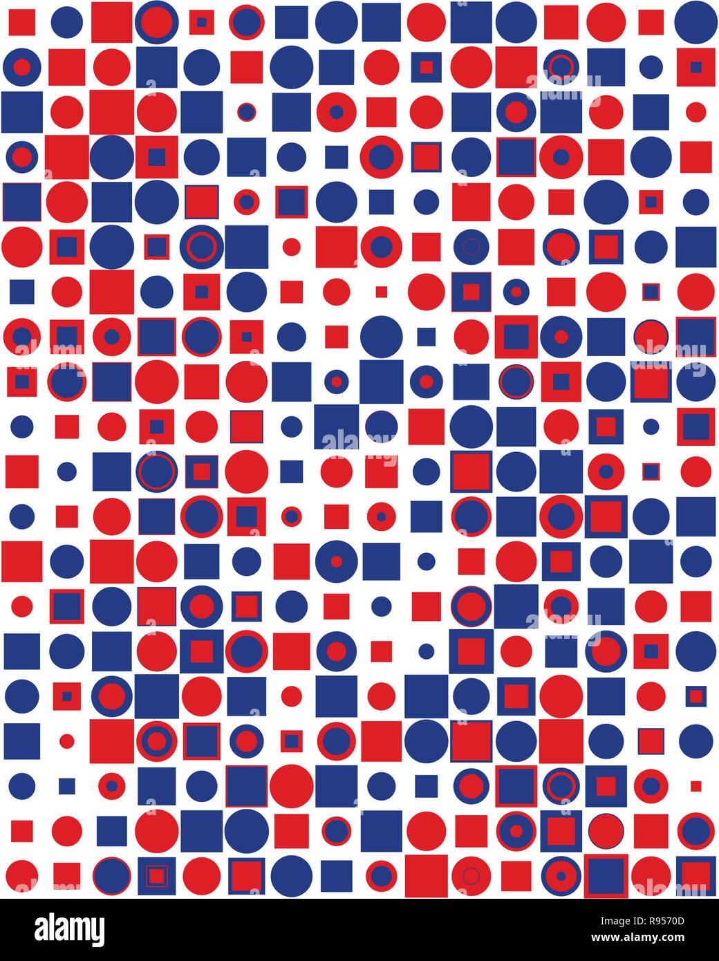 Vettore di Seamless pattern con quadrati colorati e cerchio, sfondo Foto Stock
