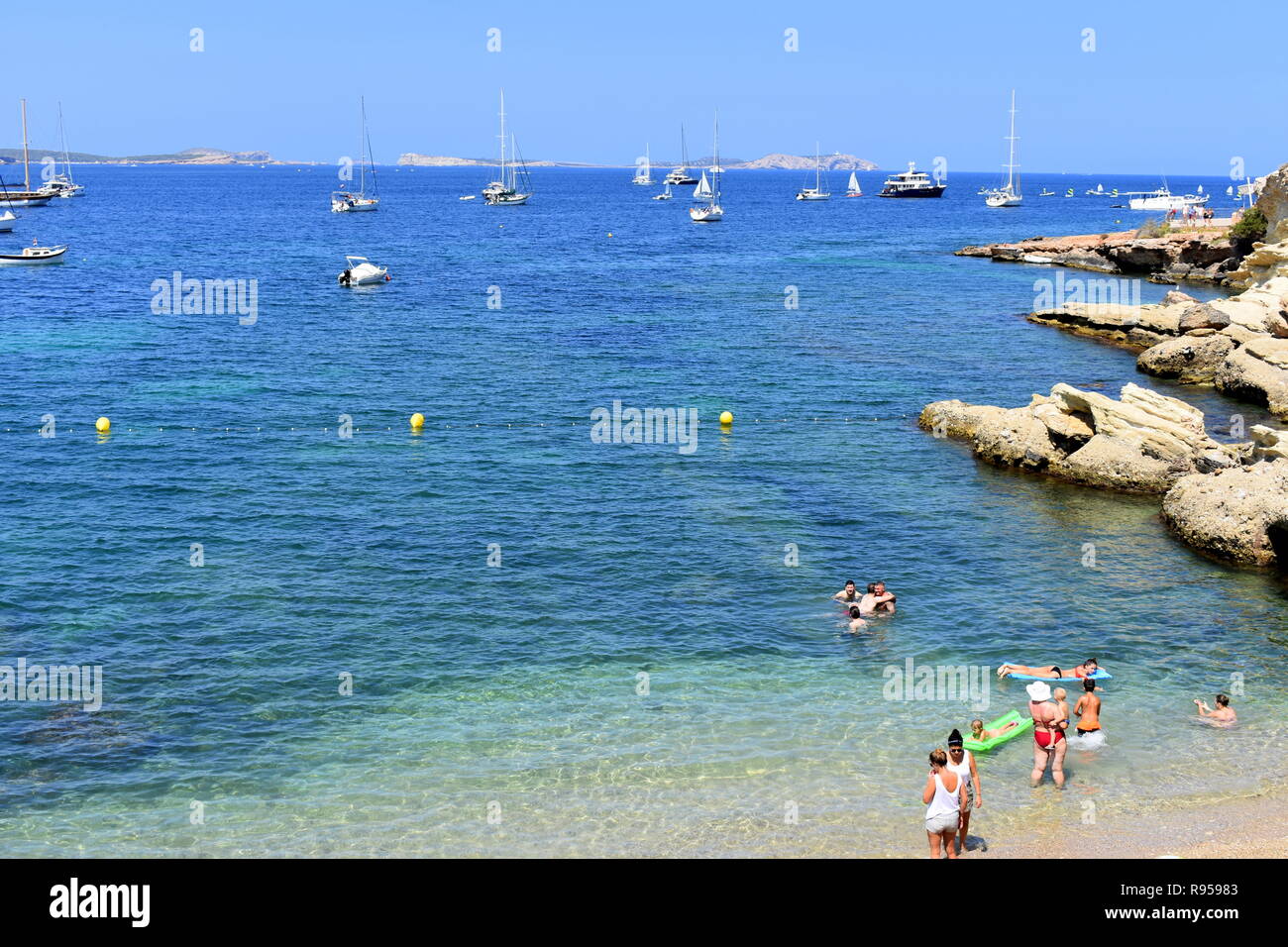 Baia di San Antonio, San Antonio, Ibiza Foto Stock