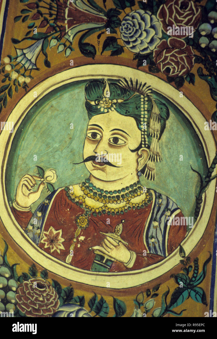 La pittura murale di re, shekhawati, Rajasthan, India Foto Stock
