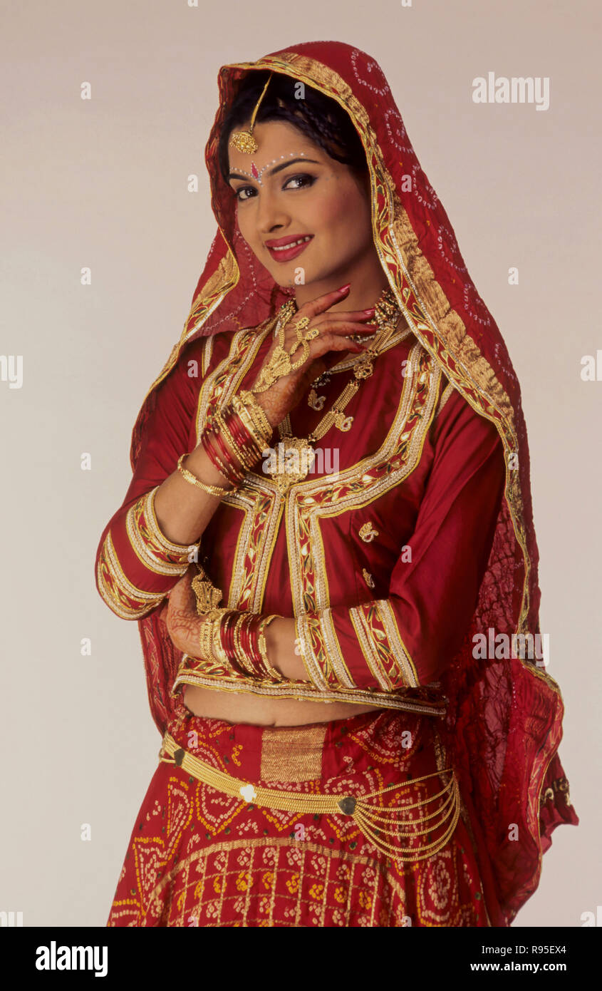 Sposa dalla Rajasthan, India Foto Stock