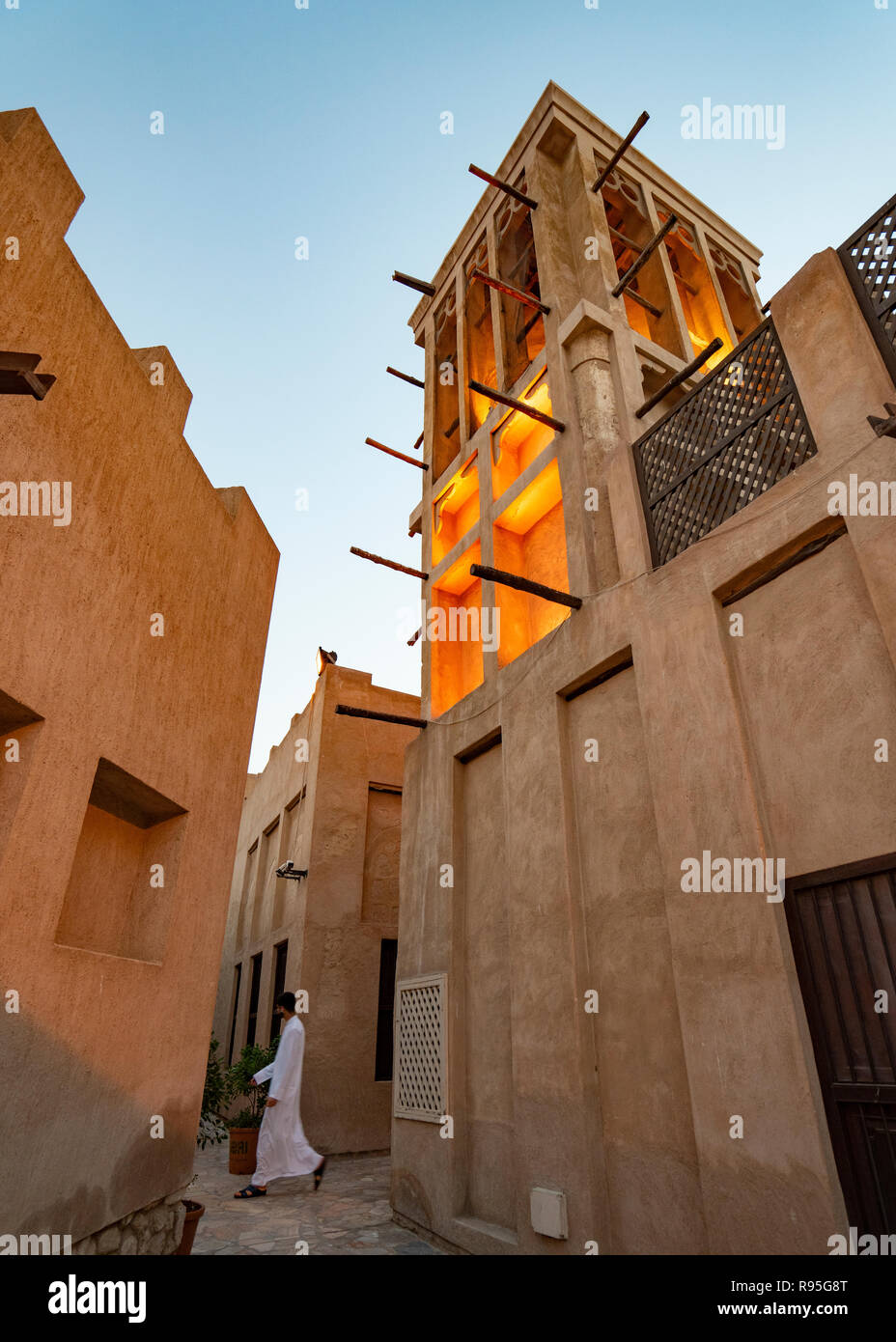 Originale e storico Al Fahidi district in Dubai Emirati Arabi Uniti Foto Stock