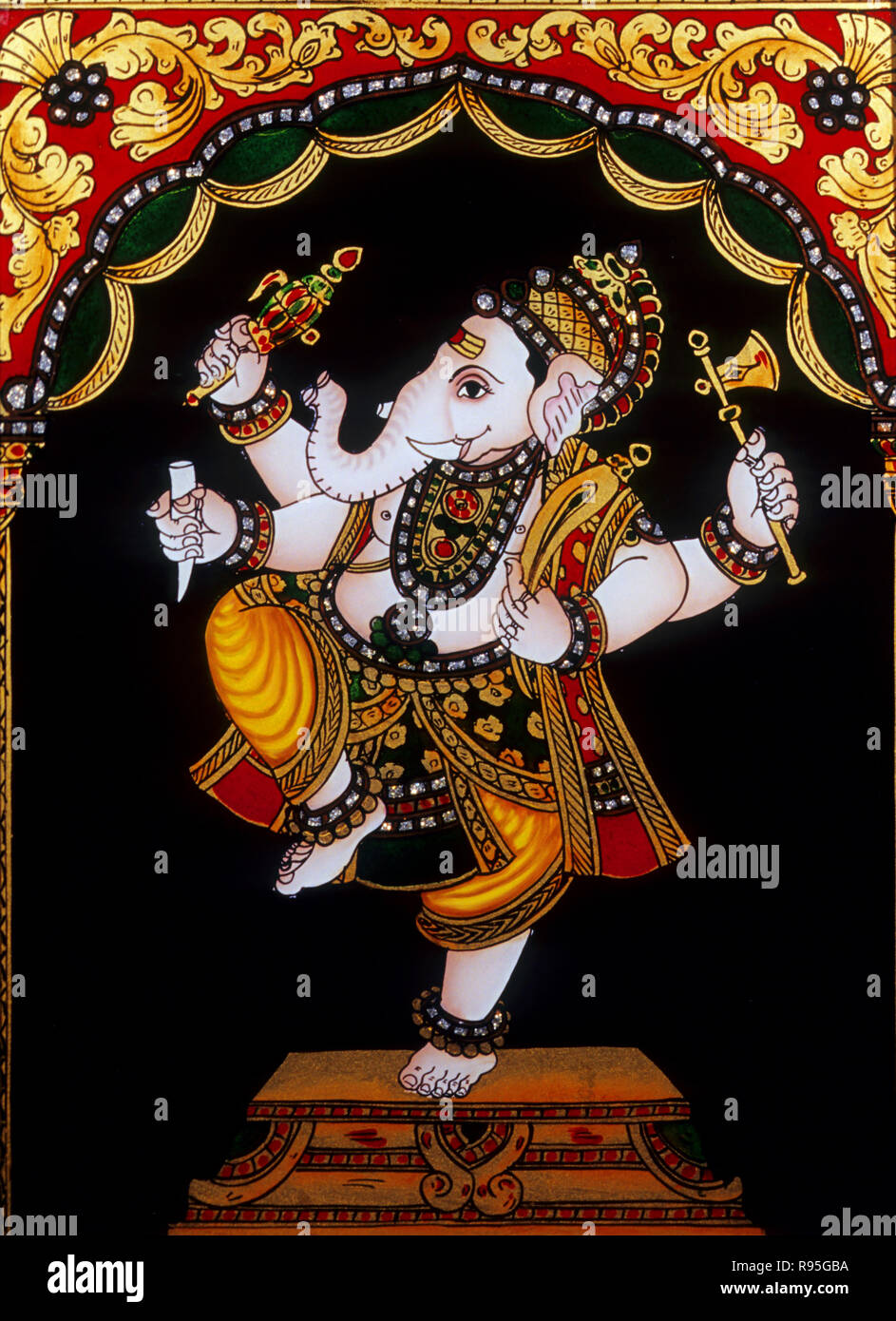 La pittura di Dio Ganesh Ganpati Foto Stock