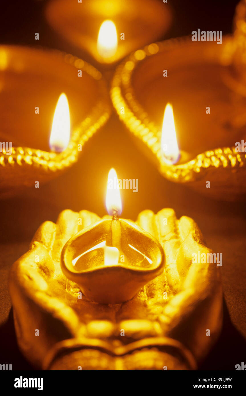 Lampade a olio, Diwali Festival deepawali, India Foto Stock