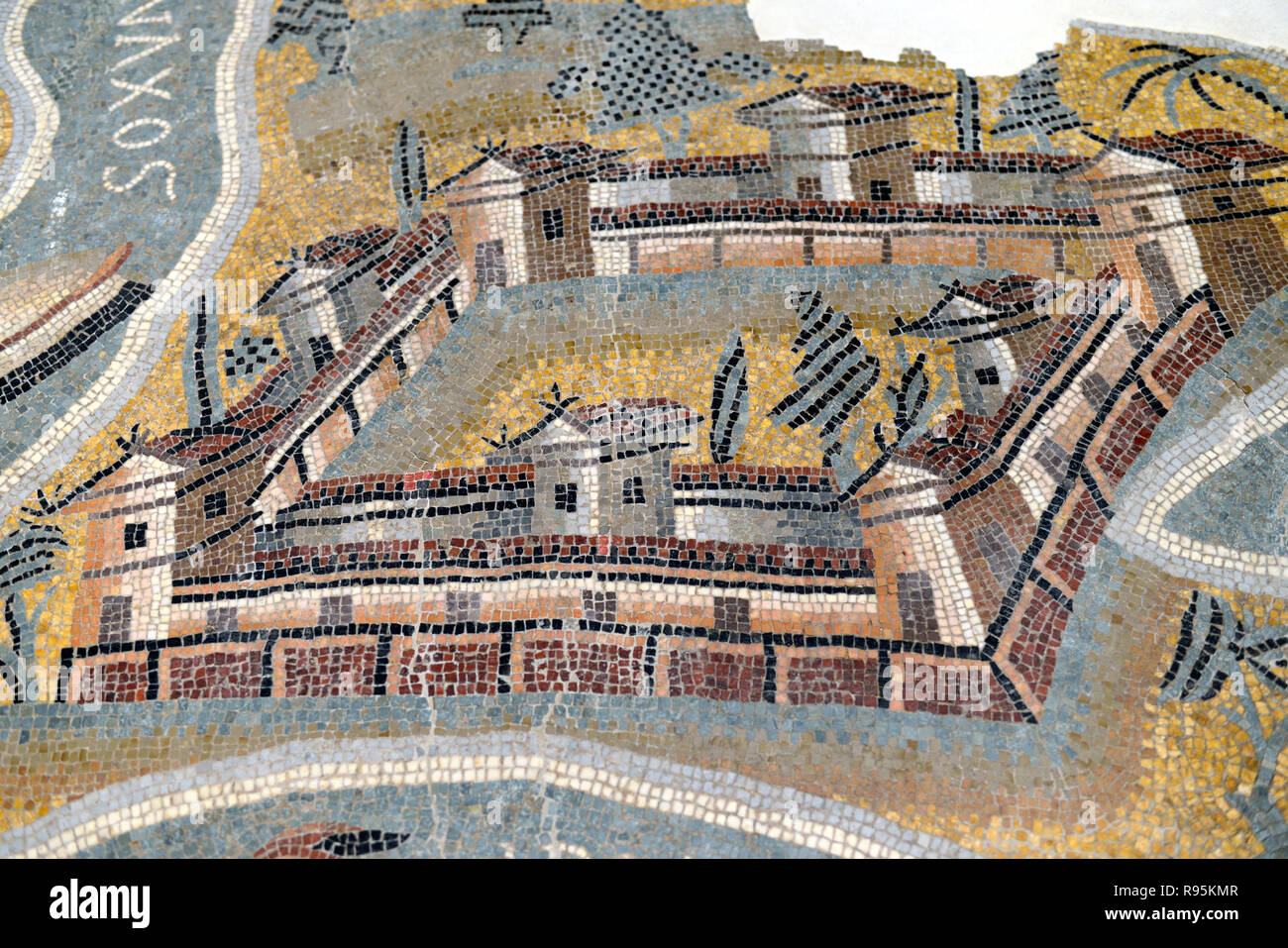 Roman pavimento a mosaico (C3rd-c4th) di Idalium o Idalion, moderno Dali, Nicosia, Cipro, dall'antica città romana di Ammaedara Haidra in Tunisia Foto Stock