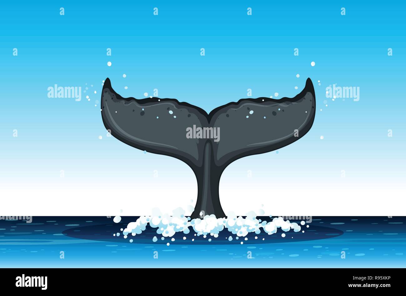 Humpback Whale tail in ocean illustrazione Illustrazione Vettoriale